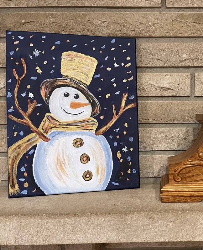 11"x14" Happy Snowman Canvas Painting